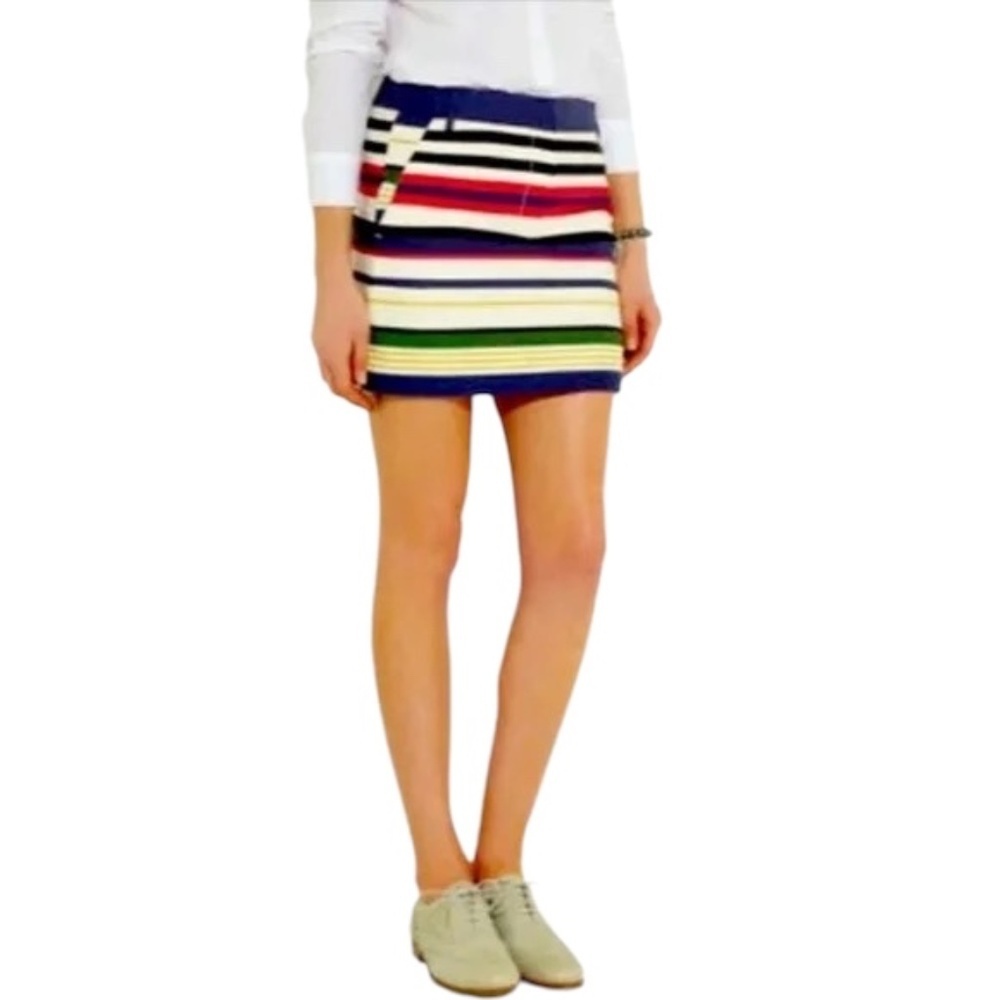 NWT J.Crew Madewell Multi-Stripe Nautical Mini‎ skirt, Size 00